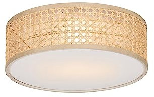 Qazqa Oriental Lámpara de techo oriental ratán 30 cm - Tromma/Lino/Acero Redonda Adecuado para LED Max. 1 x 40 Watt