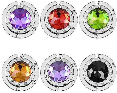 Kurtzy (6er Pack Tragbare Handtaschen Halterung - Silberfarbener Faltbarer Metall Taschen Haken - Taschen Aufhänger für Restaurants, Büros & Cafés - Geschenk für Frauen & Mädchen