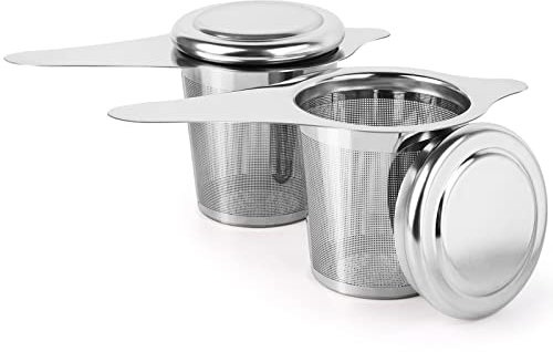 2 Piezas Infusor Te con Tapa, Hocimit Filtros de Té Acero Inoxidable, Infusor Te para Taza, Colador de Te, Infusionador de Te, Infusión de Ajenjo para Tazas de Té, Café Ollas, Tazas