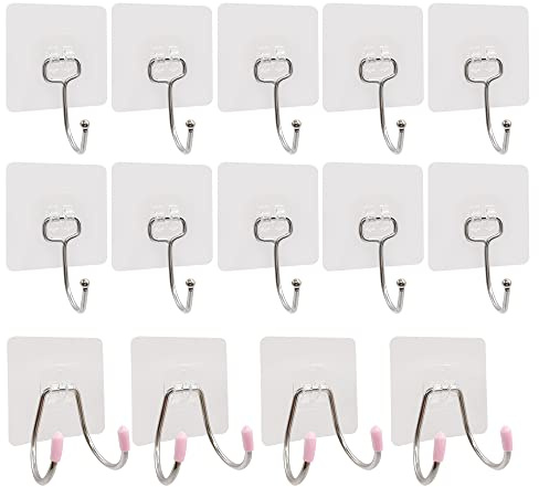 WYAN 10 Stück Abnehmbar Große Klebehaken Transparent,für Küche,Wohnzimmer | Kunststoff,Tragkraft:10 kg,2 Ausführungen,transparentes Design,sehr praktisch,hohe Tragkraft,einfache Montage