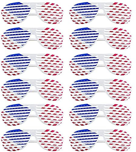 Luxylei Independence Day Shutter Brille 12pcs Usa Flagge Plastik Für Plastik -brillenparty Abschlussabende Amerikanische Patriotische Brillen