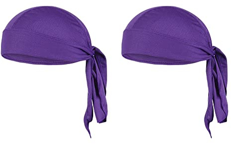 SHTGOI 2 stycken bandana, keps, utomhus, sport, huvudduk, andas, snabbtorkande, UV-skydd, pannband, sommar, huvuddukar, piratmössa, hjulmössa för löpning, bergsklättring, cykling, motorcykel, lila