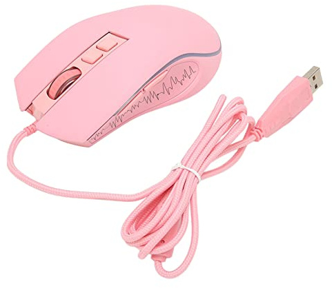 TOPINCN Souris Filaire, Capteur Optique Plug and Play pour Souris de Jeu pour Bureau (Rose) | Design Ergonomique, 4 DPI Réglables (1200-3600), Rétroéclairage RVB 7 Couleurs, Capteur Optique, Câble USB 1,5m
