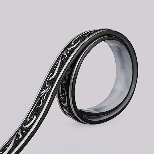 Guest Ruyunlai Tapetenbordüre selbstklebend 6- Schwarz Silber 2.6 x 500 cm zum Aufkleben für Wohnzimmer Küche Badezimmer Abnehmbare Wasserdicht Bodenleiste PVC Dekorative Bordüre