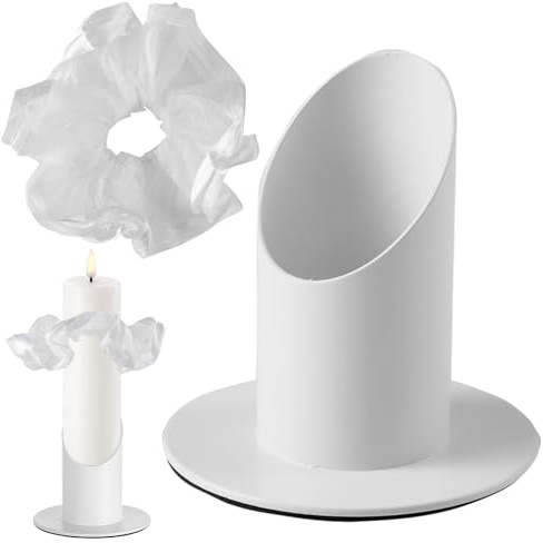 KIKVTER Kommunionkerze, 2 Stück Kerzenständer Kommunionkerze, Kerzenhalter Kommunionkerze, Tropfschutz Kommunionkerze, Kerzenständer Weiss für Kommunionskerzenständer, Taufkerzenständer, Traukerze