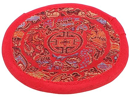 1 Stück Buddhistische Klangschalenmatte Rot Handgenäht Herbst Geschenkideen | Baumwolltuch, Tragbar und Schlicht, Tibetisch Buddhistische Deko, Passend für Buddha Halle