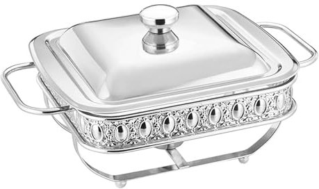 Chafing Dish Buffet Set Högklassig 2L Chafing Disk Buffet Set, Matuppvärmningsbehållare Och Buffévärmare Med Lock, Matvärmare För Fester Bufféer Utomhus (Silver)
