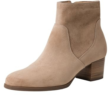 Tamaris dam klack stövletter läder blockklack, Beige, 41 EU