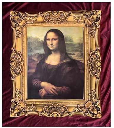 Mona Lisa Bild mit Barock Rahmen Wandbild von Leonardo da Vinci 70x90cm Kunstdrucke Gemälde Retro Repro Antik für Home Büro Praxis Café