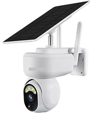 Telecamera IP di sicurezza esterna, Telecamera CCTV solare 4MP 4G con slot for scheda SIM Telecamera IP Wifi PTZ Batteria integrata da 15000 mAh Rilevazione movimento Notte a colori Immagini HD ( Size
