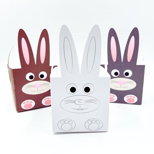 Osternest Faltschachteln Set | 6 Stück Osterkörbchen | Geschenkbox Ostern DIY zum falten | Braun, Grau und zum selbst ausmalen | Osterkörbe Kinder Ostergeschenk Erwachsene