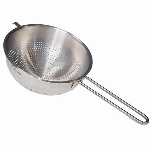 HiSteng 1.5-Quart Stainless-Steel Colander Strainer with Handle, Small, Ideal for Draining, Straining or Rinsing, Rivet-free Design, Easy to Clean