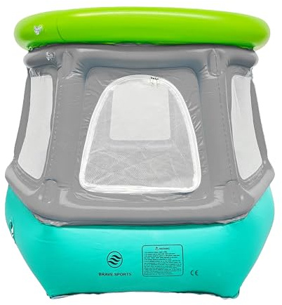 BRAVE SPORTS - Trampolin Klein für Kinder – Aufblasbarer aus Robustem PVC – Gartentrampoline ab 12 Monaten – Rebounder Leicht, für Drinnen & Draußen – 114 cm