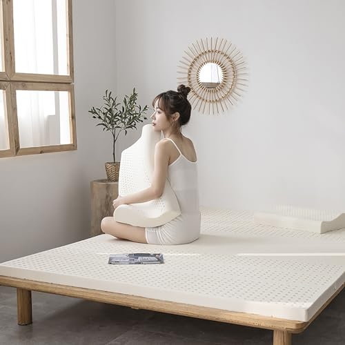 WQZStar Naturlatexmatratze, Kompression und Keine Verformung, Wabenporenbelüftung, weiche und Bequeme Latexmatratze,10cm,135x200cm (10cm 90x190cm)