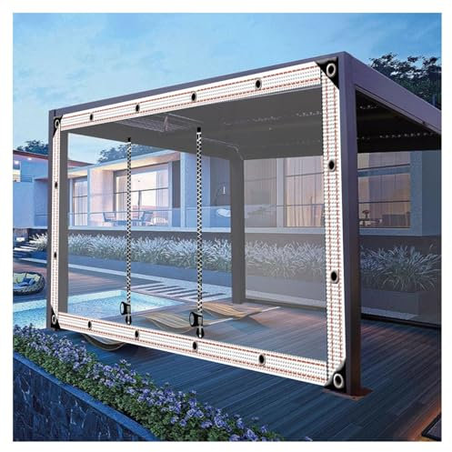 ZXCASDF PVC Tarpaulin with Zipper，Clear Tarpaulin Heavy Duty Waterproof Outdoor Clear Tarp with Eyelets,Outdoor Clear Tarp Curtain，Vinyl Patio Enclosure，for Porch Patio(H1.4xW2m/H4.5xW6.5ft)