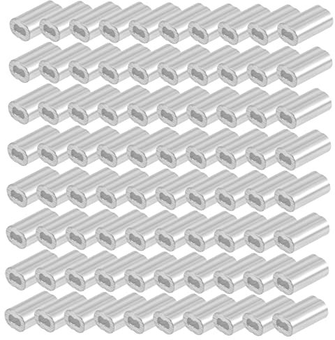 OKUMEYR 100stücke Aluminiumhülse Für Drahtseil Crimpschlaufenhülse Aus Aluminium Drahtseilbeschläge Robuste Aluminium-crimpschlaufen