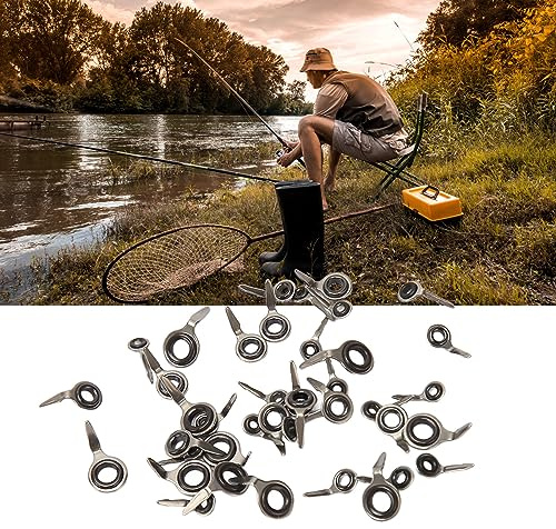 EIMSOAH Angelruten-Spitzen-Reparatur-Set, 40-teiliges Edelstahl-Keramik-Führungsringe, Angelruten-Spitzen-Ersatz-Set für Salzwasser und Süßwasser (Weiß und Schwarz)