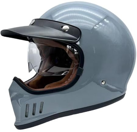 Retro Motorradhelm Integralhelme Full face Motorrad Helm Vintage Integralhelm Retro Classic Crash Racing Touring ECE-geprüfter Helm für Erwachsene Männer Women 2,2XL=63-64CM