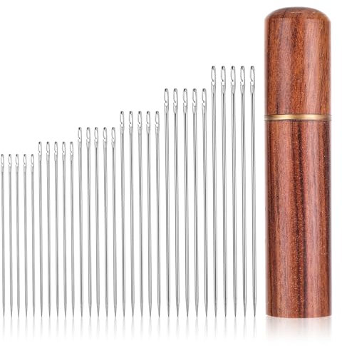 Nadeln Nähen 30 Stück Nähnadeln Set Stopfnadeln mit Großem Öhr Nähnadeln Selbst Einfädeln Nähnadeln Sticknadeln Stumpf Nähnadel für DIY Stickerei Handwerk 3,6cm 3,8cm 4,2cm 5,1cm 5,7cm 6,7cm