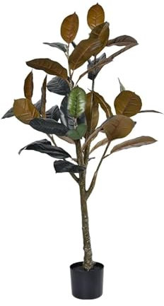 DONGGANSHI Künstlicher Gummibaum für den Innenbereich, 120 cm, Simulationsbaum mit schwarzem Kunststofftopf, für das Homeoffice, künstliche Pflanze, künstlicher Baum