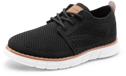 Bruno Marc Eleganti Stringate Scarpe per Ragazzi Scarpe Oxford in Tessuto Lavorato a Maglia Traspirante Scarpe da Festa per Matrimonio Abito da Riunione,Size 31,Nero,SBOX2503K