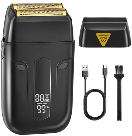 HIENA PRO Professional Reciprocating Electric Shaver for Men, Cordless Beard Trimmer & Bald Head Precision Trimmer, Foil Shaving and Men's Facial Grooming Tool with LED, Gifts for Men