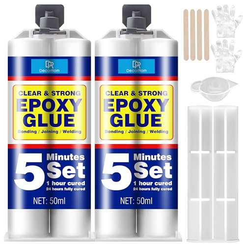 2K Epoxidkleber 100ml, 5 Minuten Kraftkleber - Transparent 2 Komponenten Epoxidharz Kleber Extra starker Klebstoff zum Kleben und Versiegeln von Metall, Kunststoff, Holz, Glas, Stein, Keramik