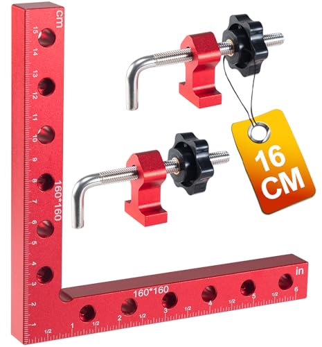 YUENGJGI Morsetto Angolare a 90° in Lega di Alluminio, 16 cm/6,3 Pollici, Rosso, per Attrezzi da Carpentiere, Fai da Te