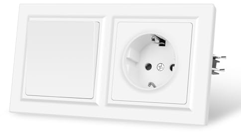 CNBINGO Interruptor de luz con enchufe, 1 vía, interruptor de luz empotrable, color blanco