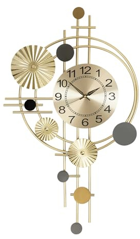 Fermoirper Wanduhr Groß Modern,45x 78 cm Kreativität Dekorative Wanduhren Runde Metall stille Wanduhr für Wohnzimmer, Küche, Schlafzimme - Gold