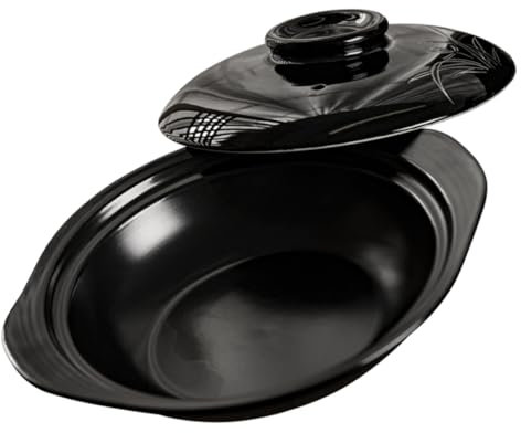 ULTECHNOVO Casseruola in Terracotta Fatta Mano Con Coperchio Pentola in Ceramica Smaltata Naturale Padella Bassa in Terracotta Per Cucinare Brasare e Stufare Adatta Sia Per Piano Cottura Che