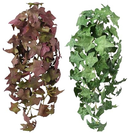 HUIANER Fake Hanging Plants 2PCS, Artificial Sweet Potato Leaves Simulated Ivy Vine Greenery Wall Hanging for Shelf Home Office Indoor Outdoor Garden Decor
