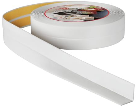 ProfiPVC Plinthe souple autoadhésive PVC finition 30x30mm 20m Gris clair | Baguette autocollante, bande d'étanchéité pour cuisine, salle de bain, évier, baignoire, plan de travail et finition murale