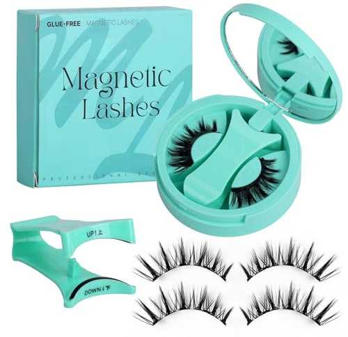 Kit di ciglia magnetiche con applicatore, stile manga, ciglia finte doppie magnetiche per volume 3D naturale, impermeabili, senza colla necessaria, set di ciglia finte (1 paio)