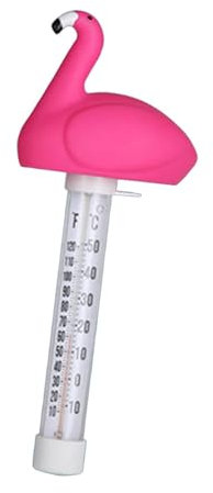 perfk Schwimmendes Poolthermometer, bruchsicher, leicht ablesbares Wasserthermometer für Schwimmbäder, Fischteiche, Babybadewannen, Flamingo