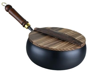 Padella per wok, padella antiaderente per arrostire e ruotare – Pentole per uso domestico in ferro compatibile con fornelli a induzione ed elettrici, perfetta per carne di maiale, pollo e manzo