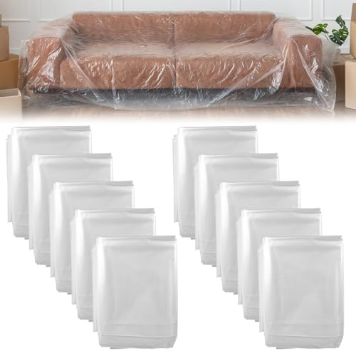 10er Set Abdeckfolie Maler, 4×5m Starke Malerfolie, Malervlies Staubschutz Transparent Malerplane, Große Malerabdeckfolie, Möbelschutzfolie, Staubschutzfolie für Malerarbeiten Renovierung Gartenmöbel