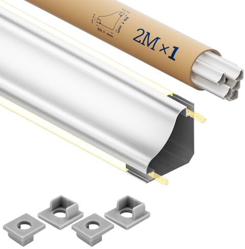 LED Aluminium Eckprofil V-Form 2m – Doppel LED Strip Kanal für 2 Streifen, 45° LED Profil Ecke Aluminium V-Profil, LED Eckprofil für indirekte Beleuchtung, Wand & Decke