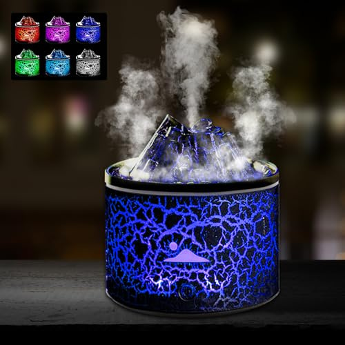 RANJIMA Vulkan Diffuser, 180ML Volcano Diffuser Flamme Aroma Diffusor Luftbefeuchter Volcano Humidifier,Wasserlose automatische Abschaltung, Geschenk zum Valentinstag für Frauen für Zuhause Yoga Büro