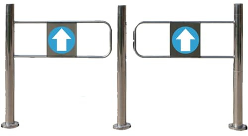 Portail de sécurité en acier inoxydable, entrée simple automatique, barrière universelle en métal, portes d'accès à double battant pour bibliothèques (120 x 100 cm) – et sûr