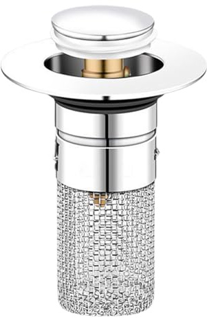 Bathroom Sink Plug | Pop-Up Sink Drain With Removable Stainless Steel Strainer Basket | Bathroom Sinks Stopper | Professional Sinks Drain Strainer For Kitchen Basins