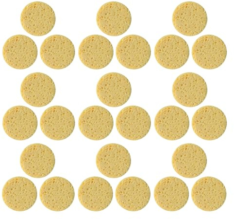 Alipis 50 pezzi Spugnette Pulizia Viso in Cellulosa Morbide e Riutilizzabili per Detergere e Struccare Pad Circolari Ergonomici per Cura Quotidiana Sensibile e Spa