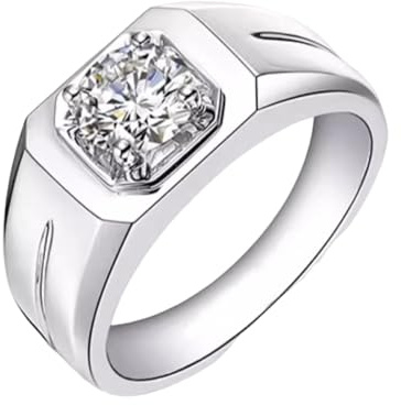 Beydodo Eheringe 950 Platin Herren Einzeln, Männer Ring Breit mit Diamant 0.5ct Siegelring Verlobungsringe Trauringe Größe 58 (18.5)