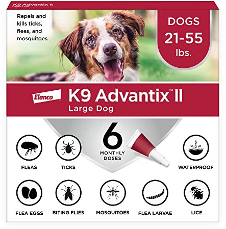 K9 Advantix II Large Dog Vet-Recommended Flea, Tick & Mosquito Treatment & Prevention | Dogs 21 - 55 lbs. | 6-Mo Supply