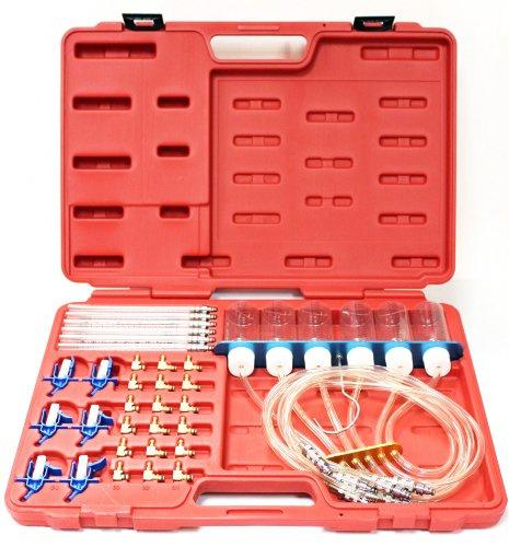 Rücklaufmengen Messer Prüfgerät Messgerät für Common Rail CDI Einspritzdüsen inkl. 24 x Adapter (Motor-Instandsetzung Werkzeug)