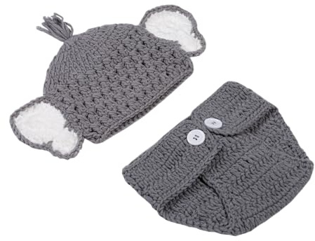 Matissa Nouveau-né bébé Fille/garçon au Crochet en Tricot Costume Photographie Prop Hats et Tenues (éléphanteau (2))