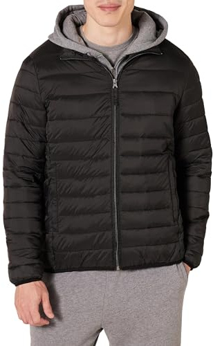 Amazon Essentials Piumino Leggero Impermeabile Pieghevole (Disponibile in Taglie Extra Forti) Uomo, Nero, XXL