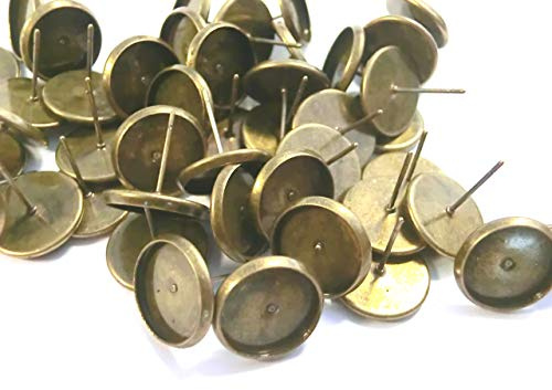 50 Ohrstecker für 12mm Cabochons Farbe Bronze | Ohrringe Fassungen Rohlinge DIY basteln