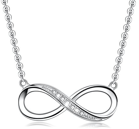 AMIGUO Unendlichkeit Halskette mit Anhänger für Frauen, vergoldete 925 Sterling-Silber Liebes- und Herz-Halskette