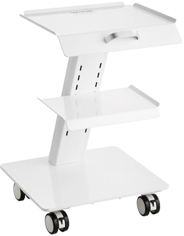 Bisujerro Medizinischer Wagen aus Stahl, 3 Schichten, Laborwagen aus Edelstahl, Medizinischer Service-Wagen mit Rädern